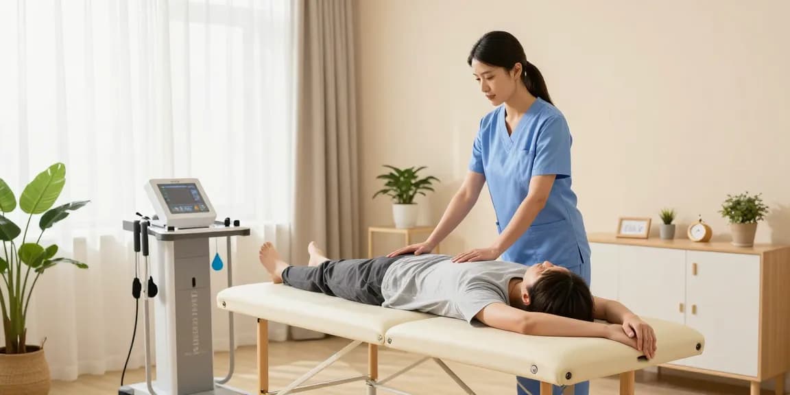 Physiotherapie in Hannover mit erfahrenem Therapeuten in moderner Praxis, helfend bei der Rehabilitation.