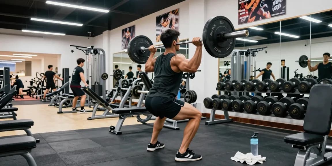 Anabolika Shop - Bodybuilder lifting weights intensely in a modern gym setting, showcasing fitness dedication.
