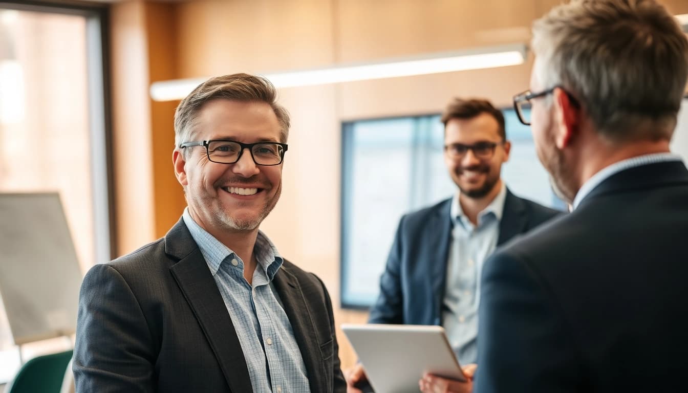Headhunter IT führt ein Gespräch mit einem IT-Experten in einem modernen Büro.
