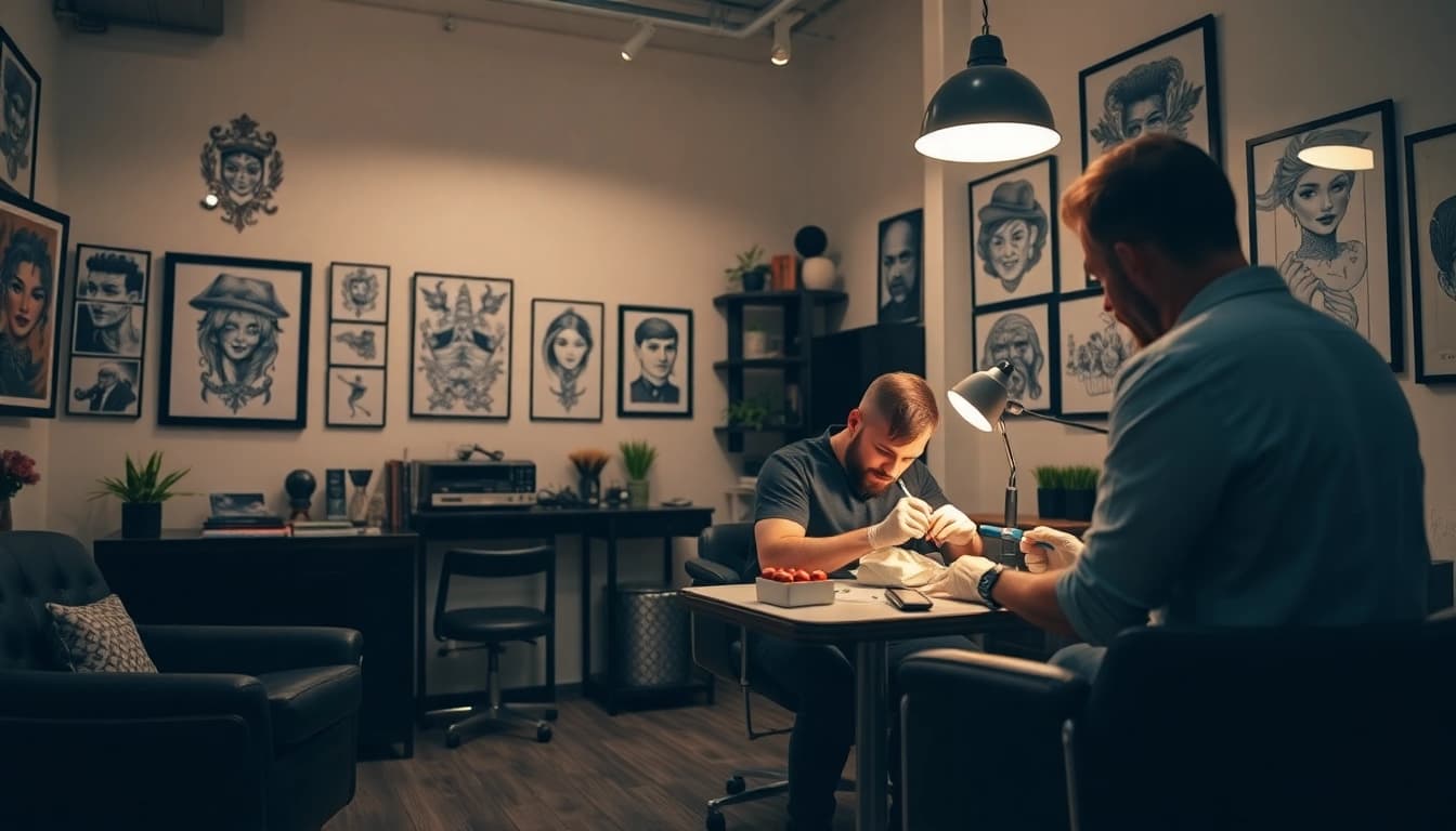 Professionelle Tätowierer im Tattoo Studio München erstellen individuelle Designs für zufriedene Kunden.