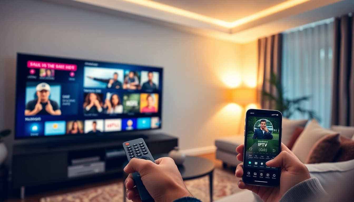Experience IPTV kaufen with seamless streaming options displayed on a sleek TV in a cozy living room.