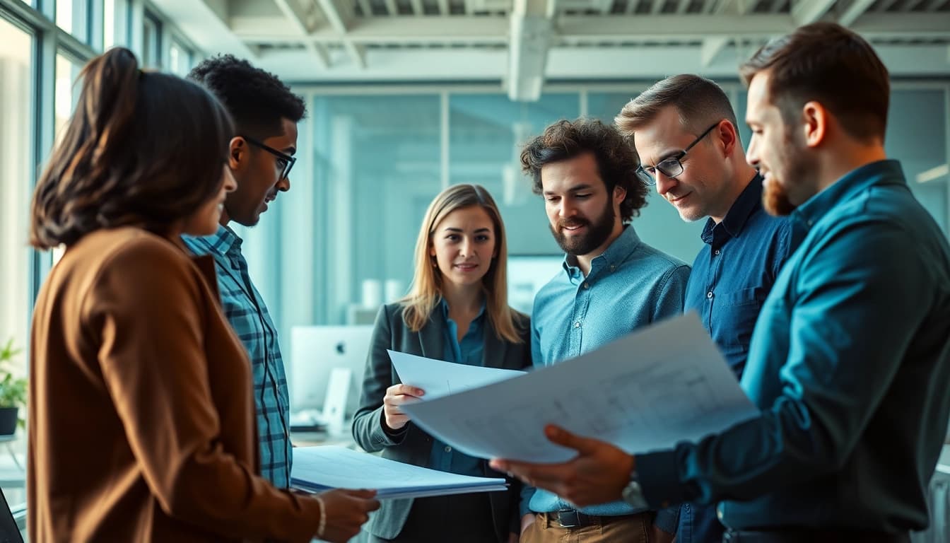 Headhunter Ingenieure team collaborating on engineering projects in a modern office setting.