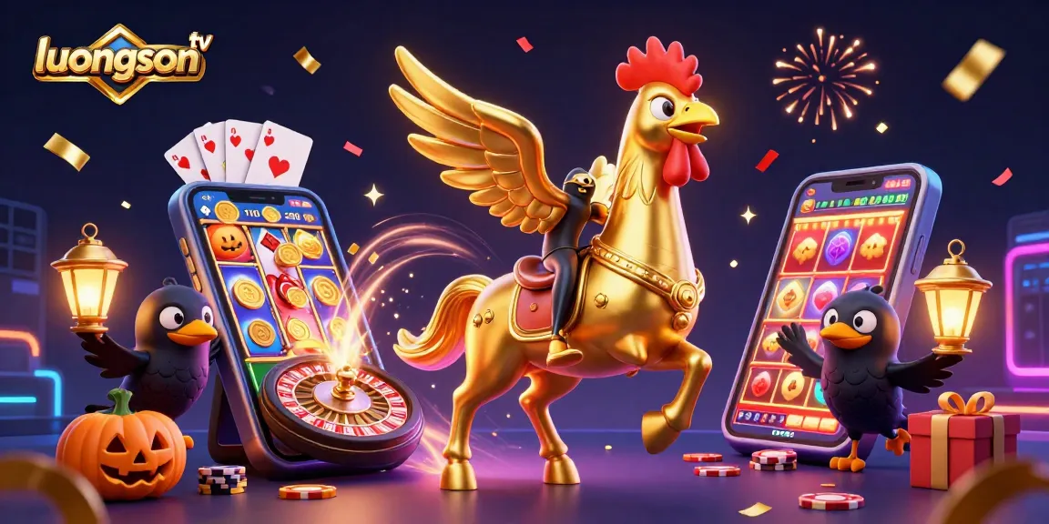 Experience gambling like never before with luongson tv's vibrant and dynamic casino scene illustration.