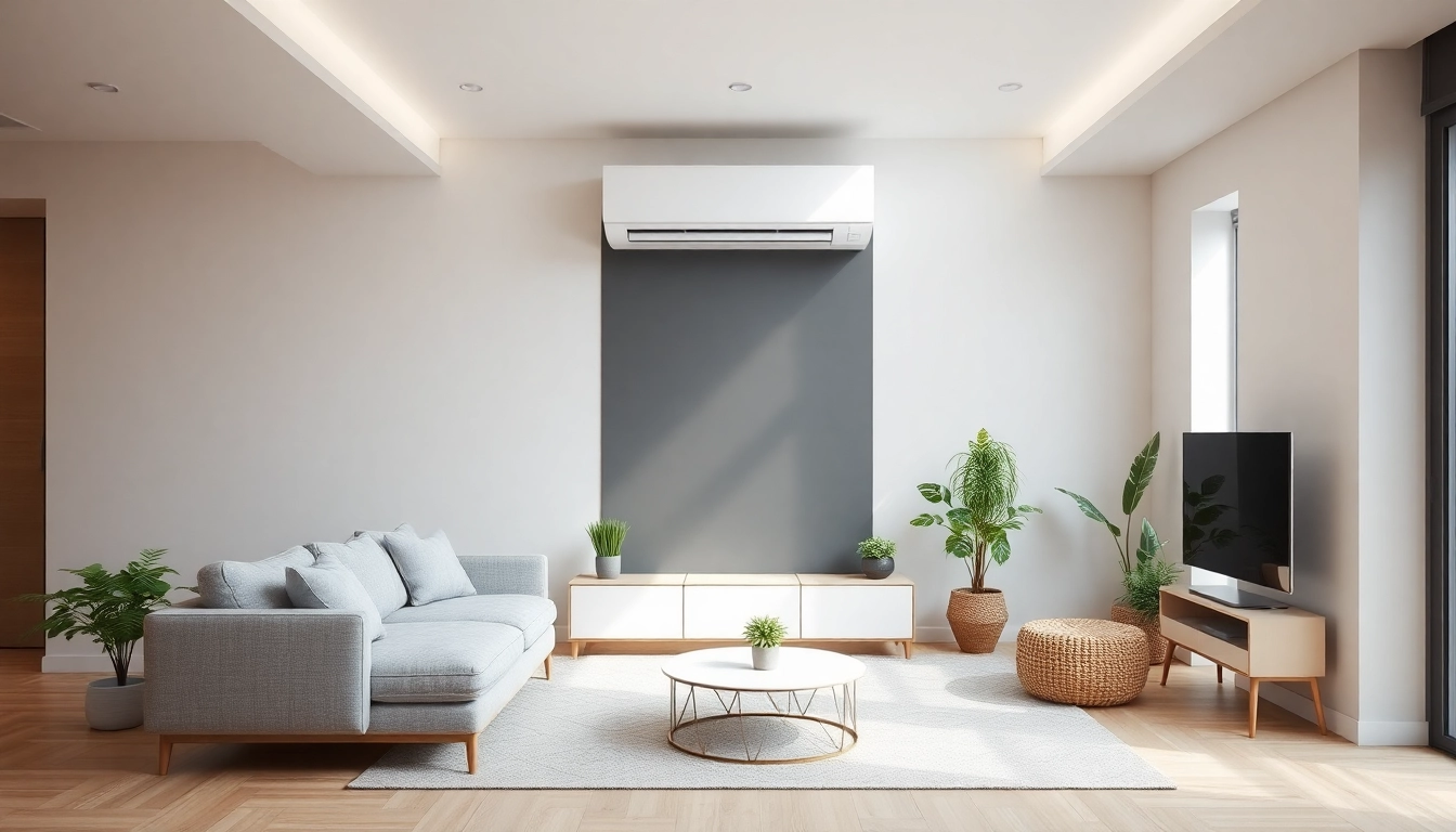 Efficiently Klimaanlagen installieren lassen in a stylish living room with a modern aesthetic.