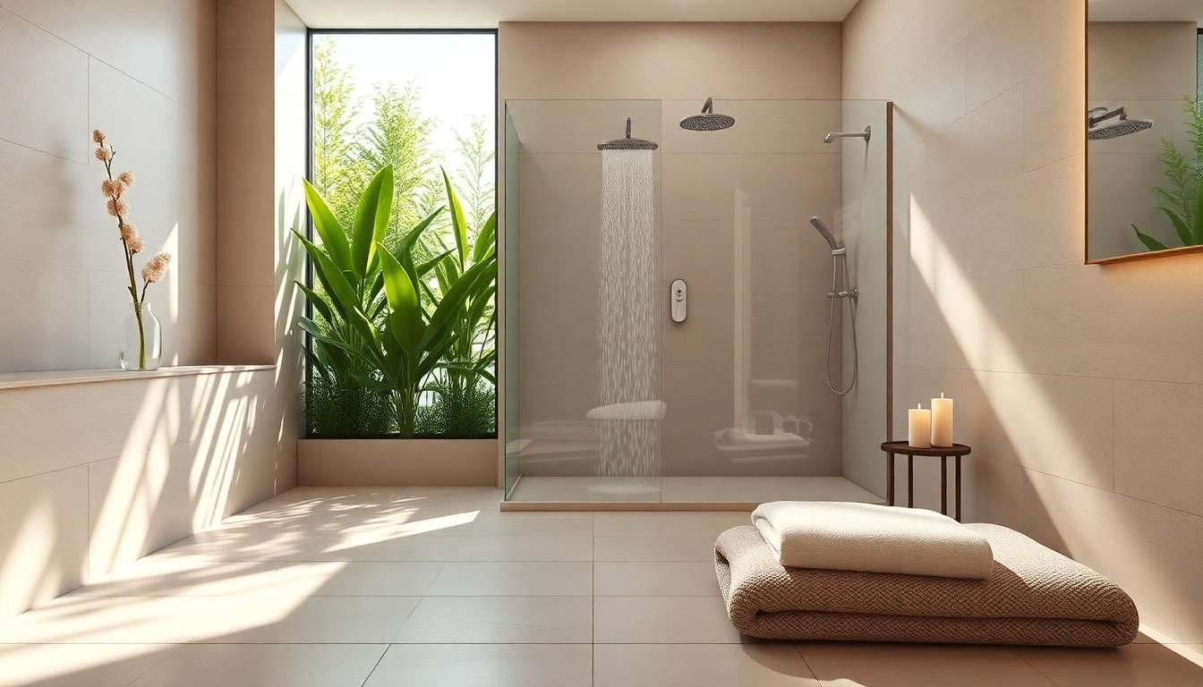 Dusche 100x100 in einem modernen Badezimmer mit einladendem Design und elegantem Licht.