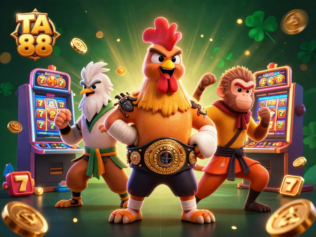 Bet and win with TA 88 at this vibrant online casino featuring colorful slots and dynamic characters.