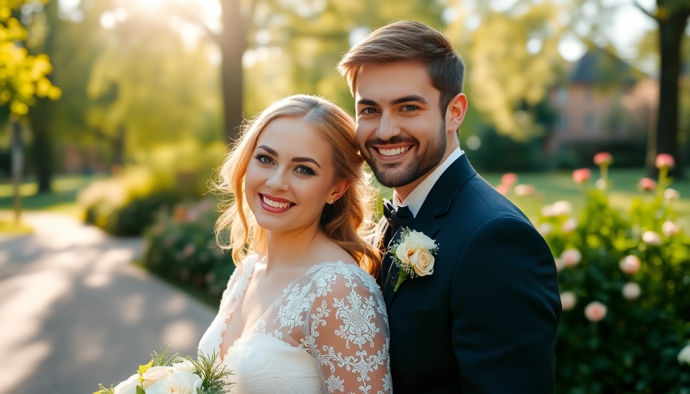 Hochzeitsfotograf München dokumentiert glückliches Brautpaar im malerischen Münchener Park.