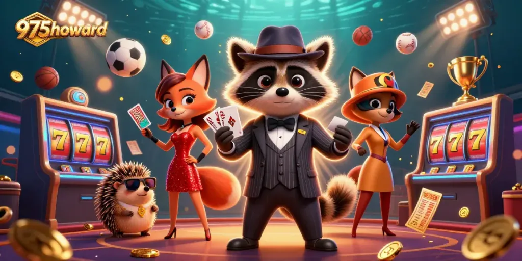 Engage in thrilling gaming action at 975howard with a suave raccoon, a charming fox, and a bouncer.