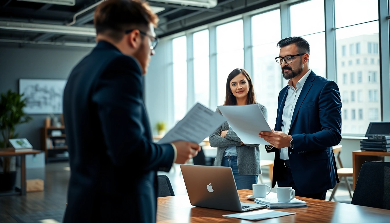 Headhunter Ingenieure in an engaging conversation with a candidate in a modern office.