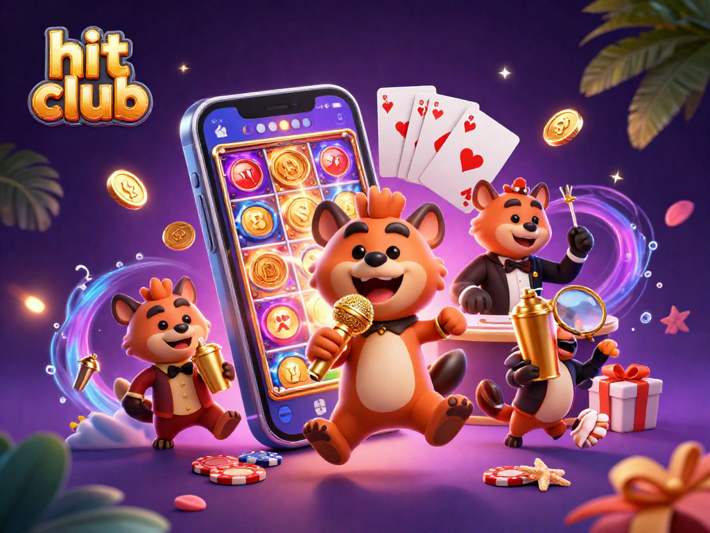 Experience the excitement of hit club with lively hyenas in a vibrant casino scene, engaging in gambling fun.