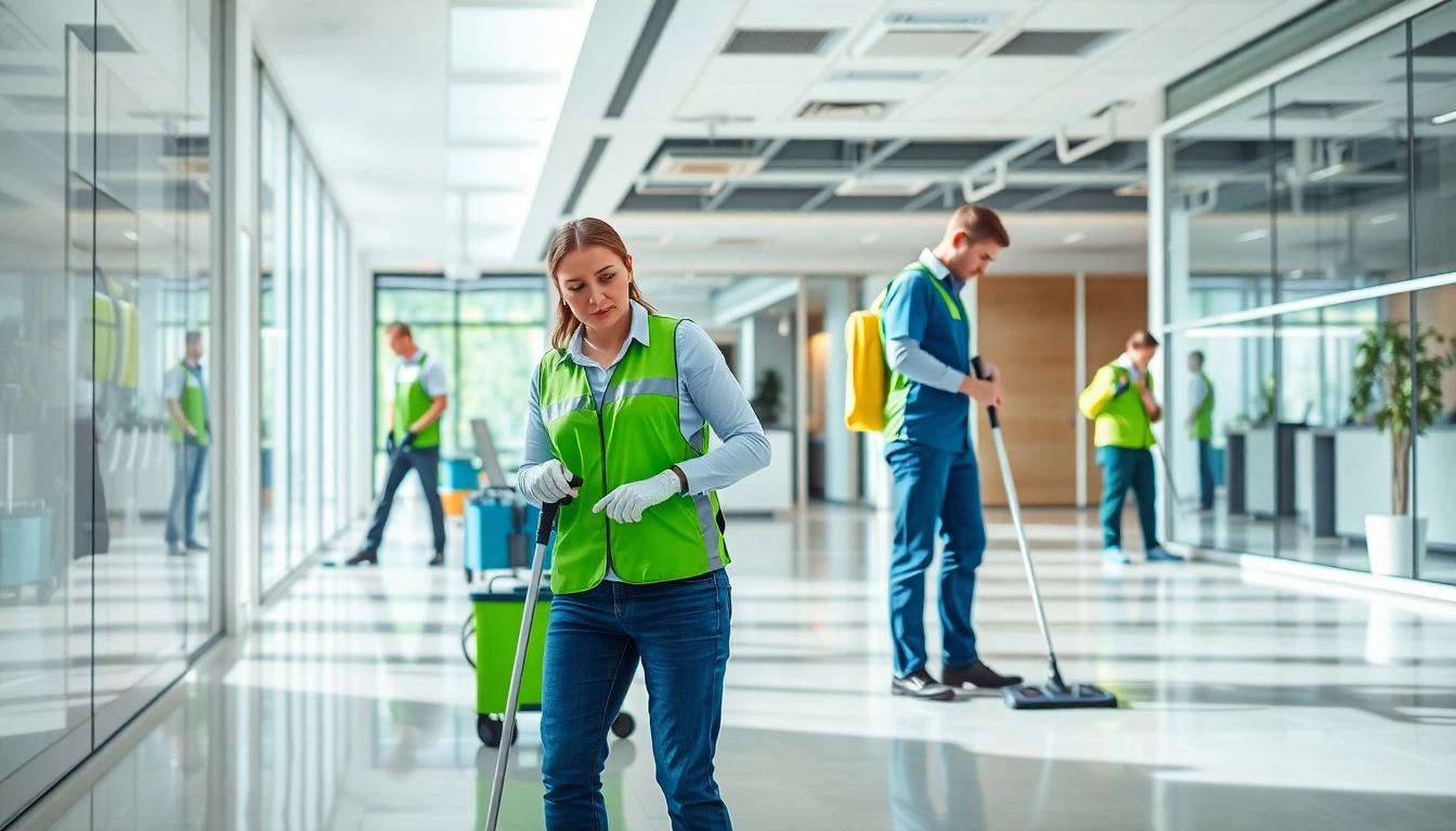 Effektive Gebäudereinigung Ulm durch ein professionelles Team in modernem Büroraum.