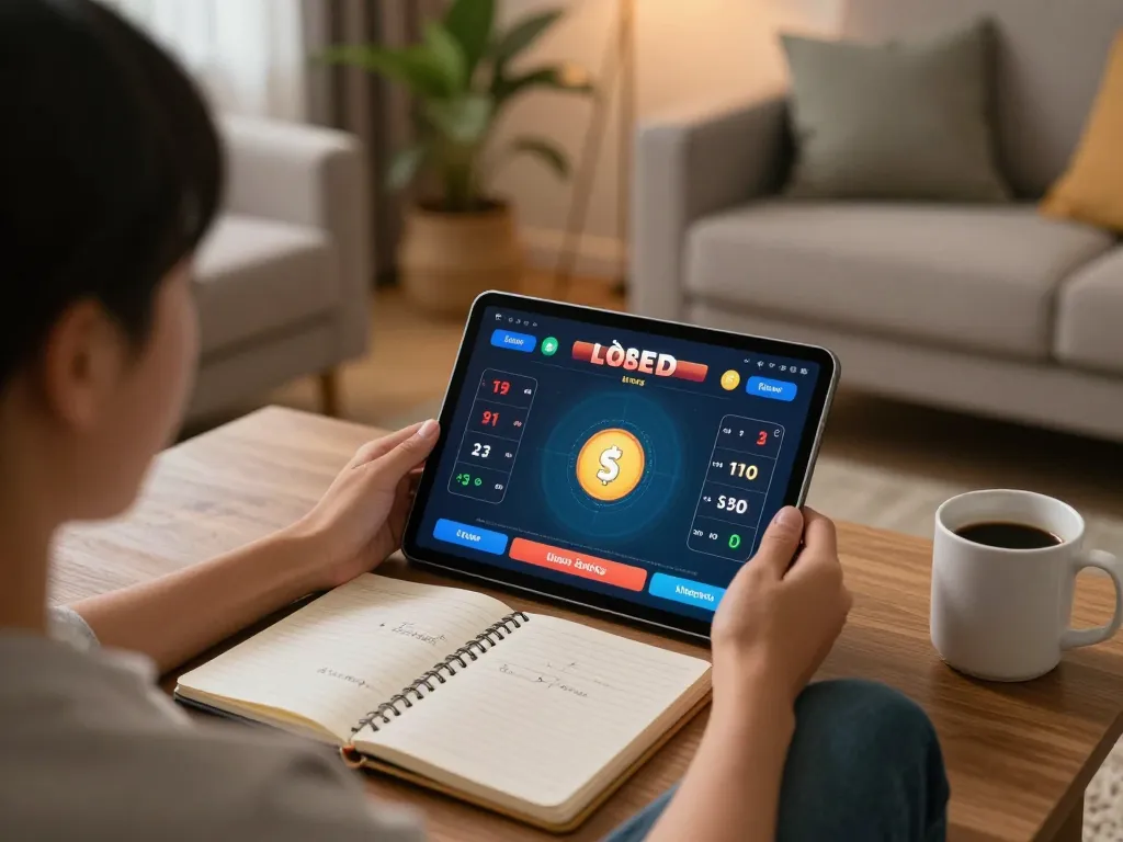 Engaging lô đề online betting experience on tablet in a cozy home setting