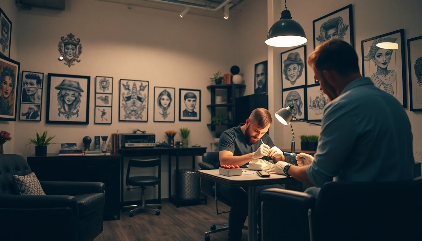 Professionelle Tätowierer im Tattoo Studio München erstellen individuelle Designs für zufriedene Kunden.