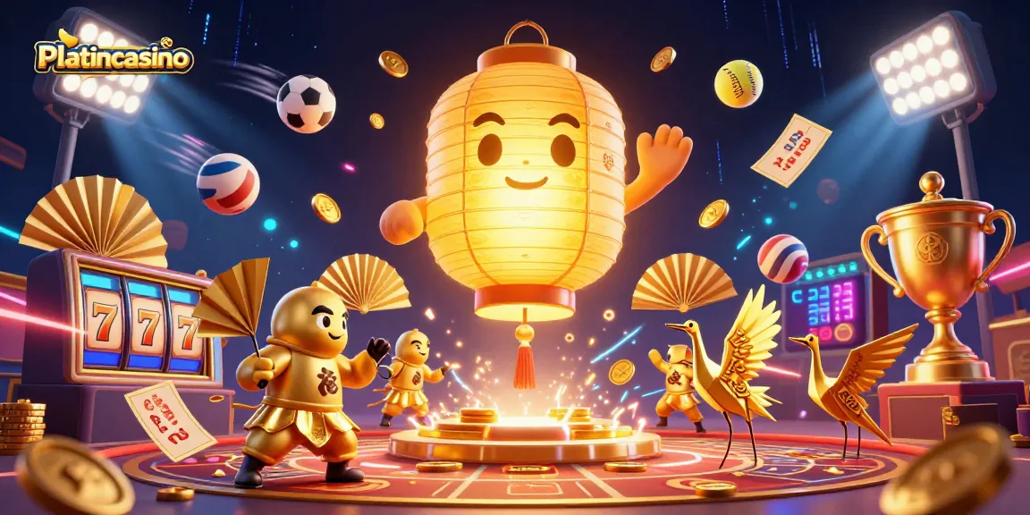 Experience the excitement of Platincasino with vibrant characters amidst dynamic gaming elements in this rich illustration.