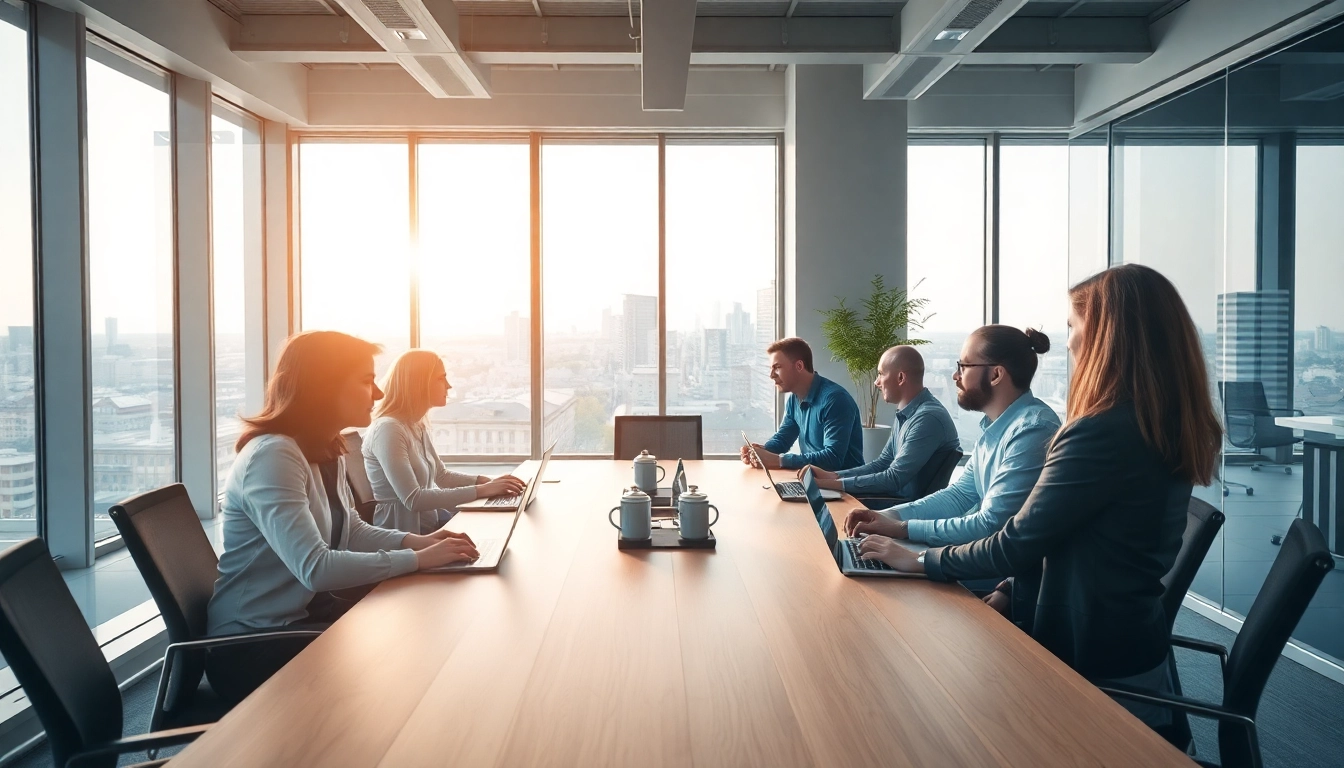 Professionelles Team im Büro in Köln während einer Besprechung - Headhunter Köln in Aktion.