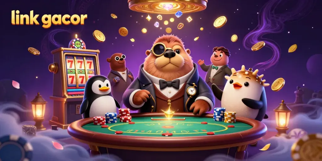 Experience thrill with link gacor at an underwater poker table featuring cartoon characters and vibrant game elements.