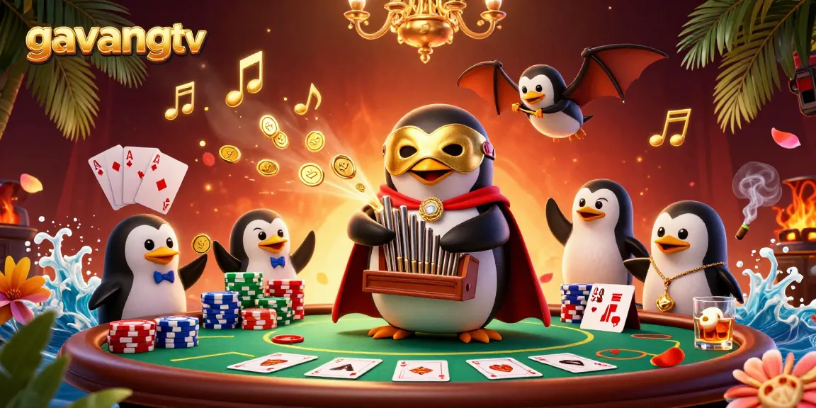 Experience the magic of gambling with gavangtv as the phantom opera penguin brings luck at the poker table.