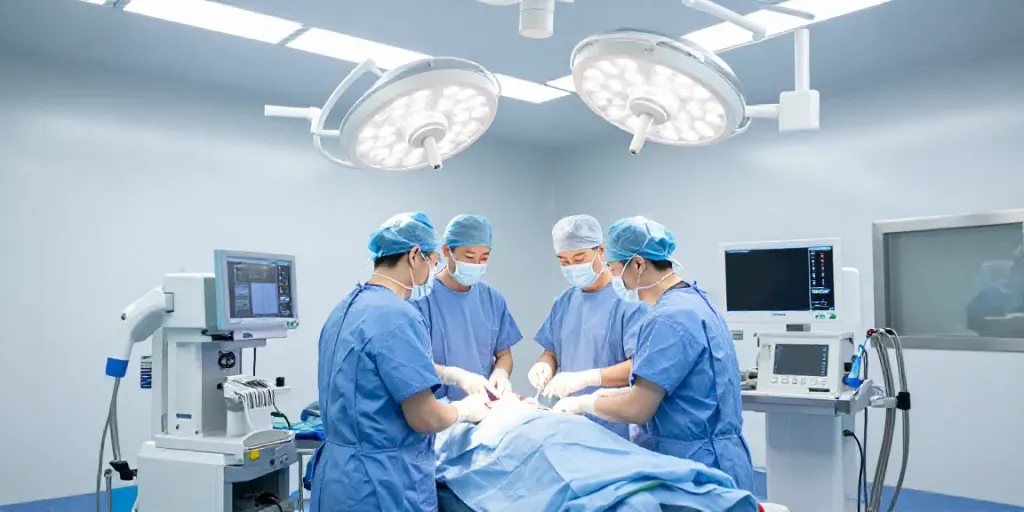 Handchirurgie München: Modernes OP-Zimmer mit hochmoderner Technik und Chirurgenteam.