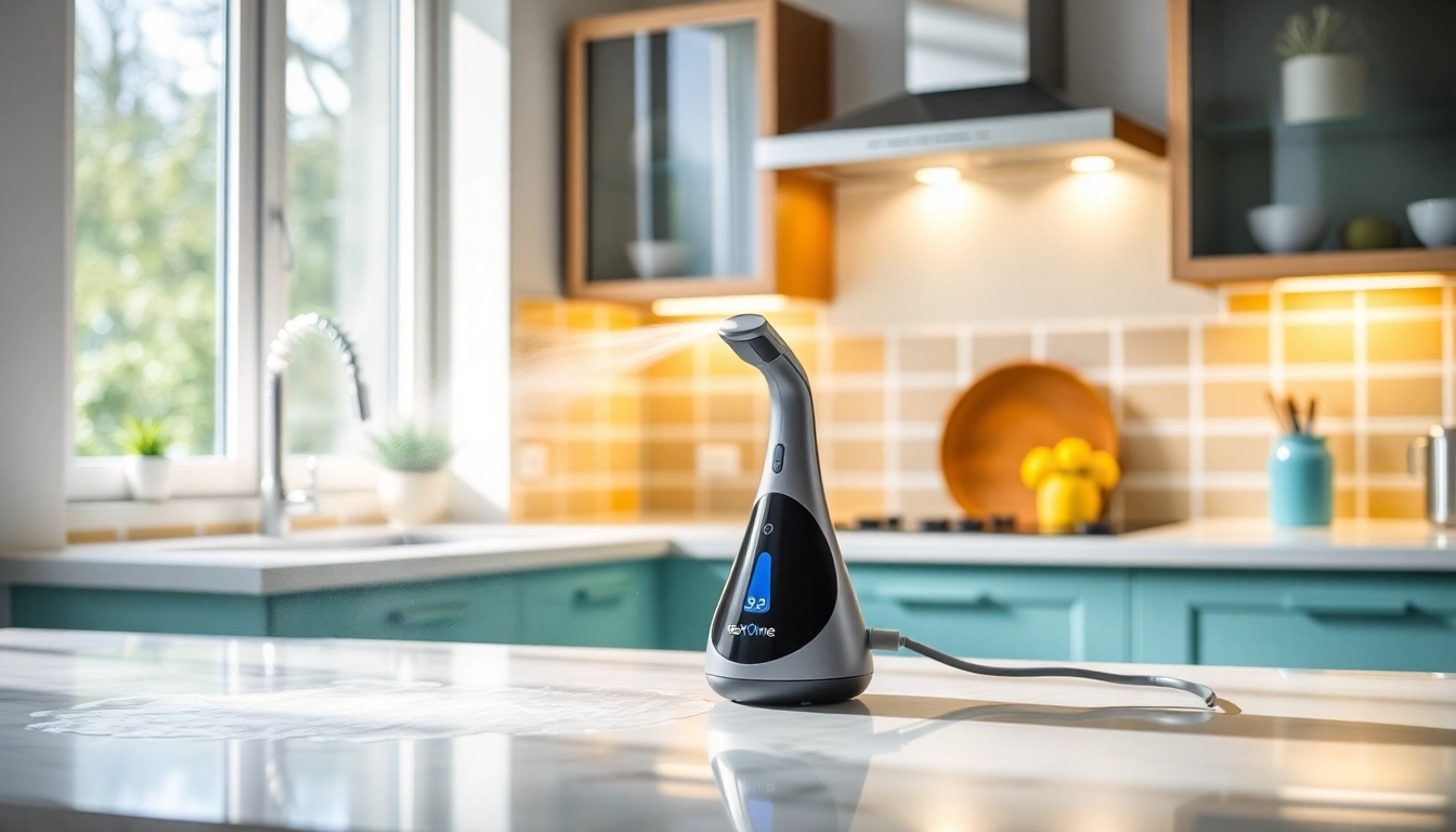 Efficient dampfreiniger delivering steam power to cleanse kitchen tiles effectively.