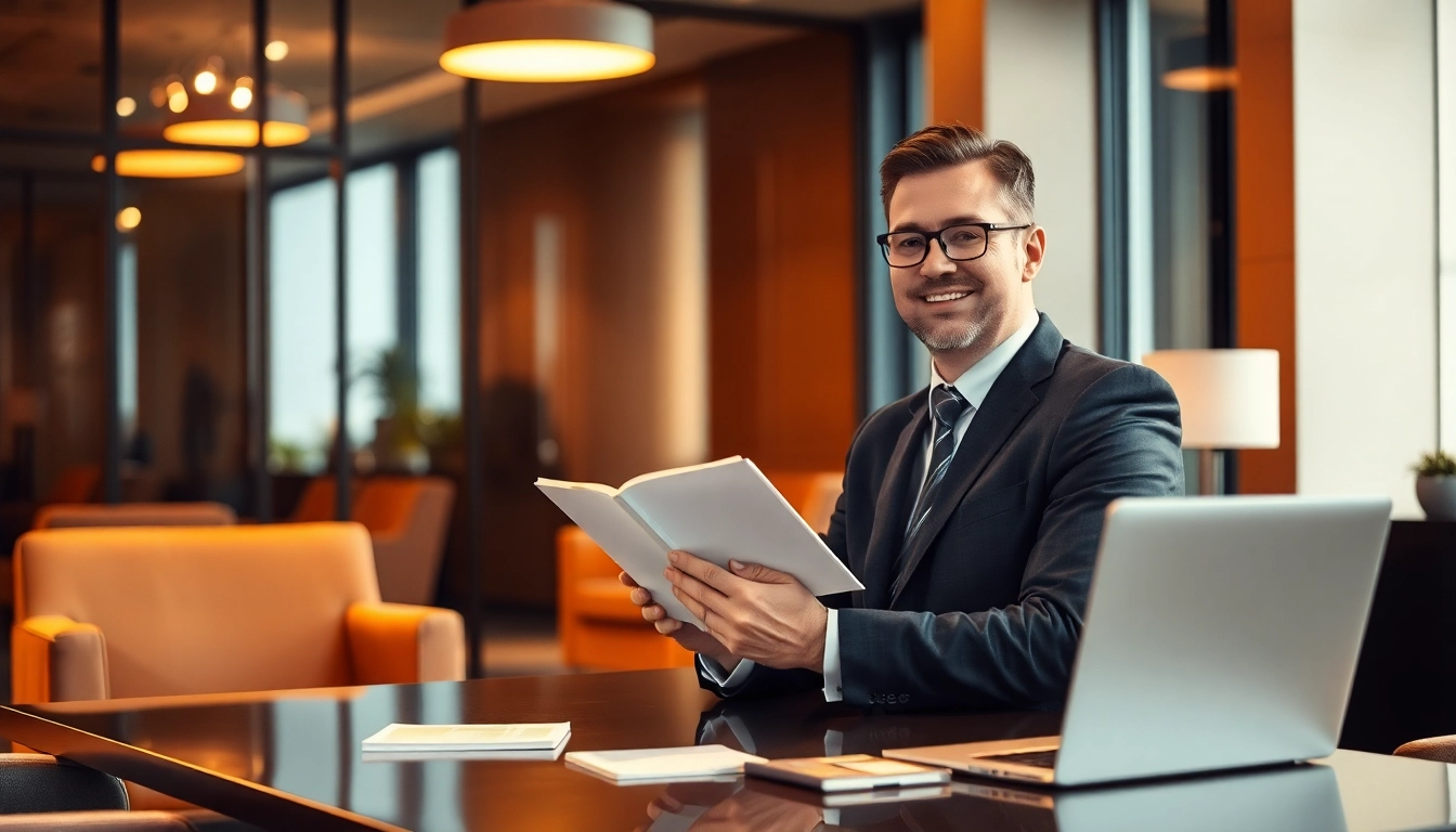 Headhunter Vertrieb im professionellen Büro, der mit einem Klienten spricht und dabei Vertrauen und Fachkompetenz ausstrahlt.