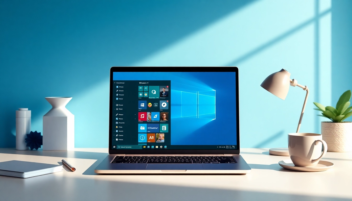 Discover Microsoft Windows 11 Professional OEM on a sleek laptop in a modern workspace.