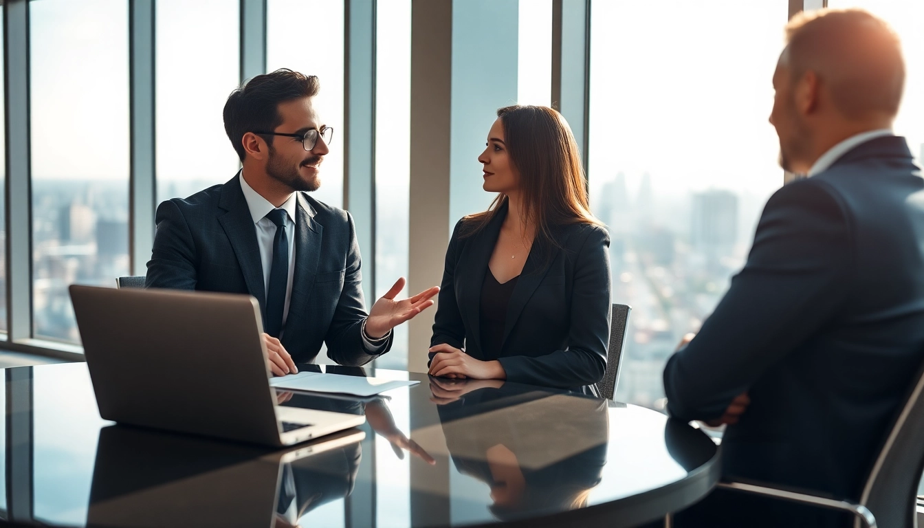 Headhunter Schweiz führt ein Interview in einem modernen Büro.