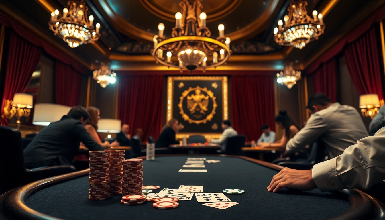 Players engaging in a poker game at a luxurious casino while considering Plagiat prüfen online.